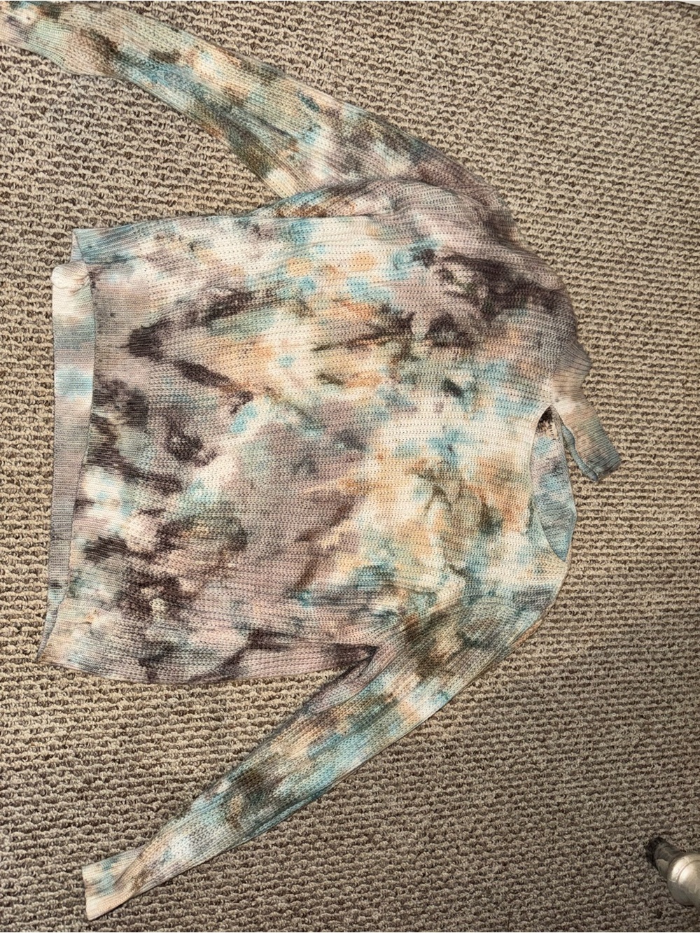 Main Strip Tie-Dye Pullover Sweatshirt in Blue, Tan & Brown